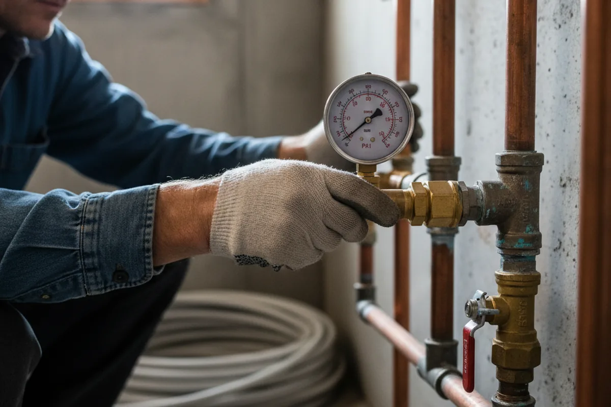 Pressure testing a repaired line during Water Line Repair in Kimberton